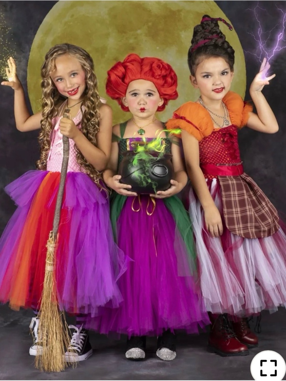 Girls Sanderson sister costume with tulle purple and pink